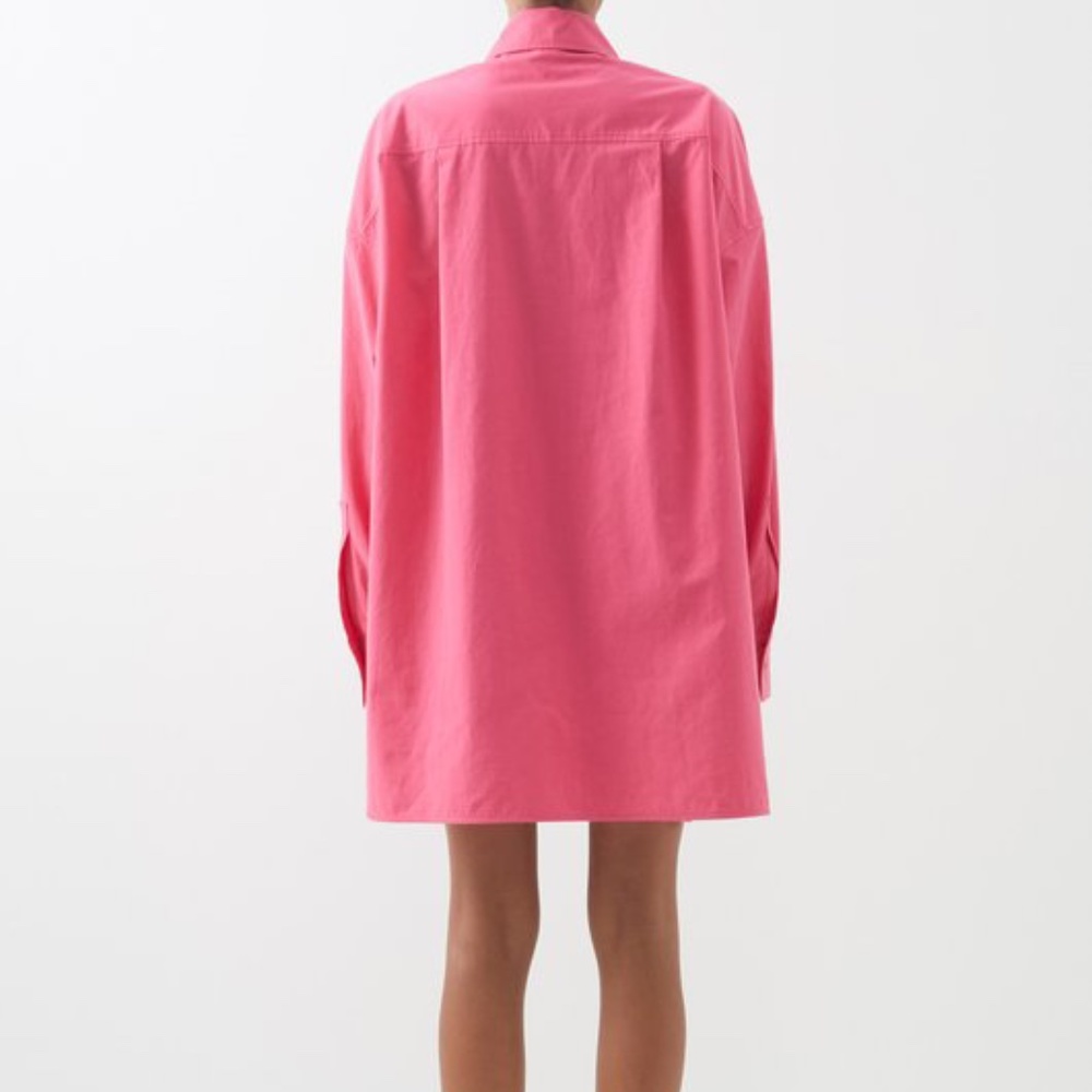 RAEY Bright Pink Oversized Cotton + Lyocell Shirt Dress L XL - Picture 3 of 11